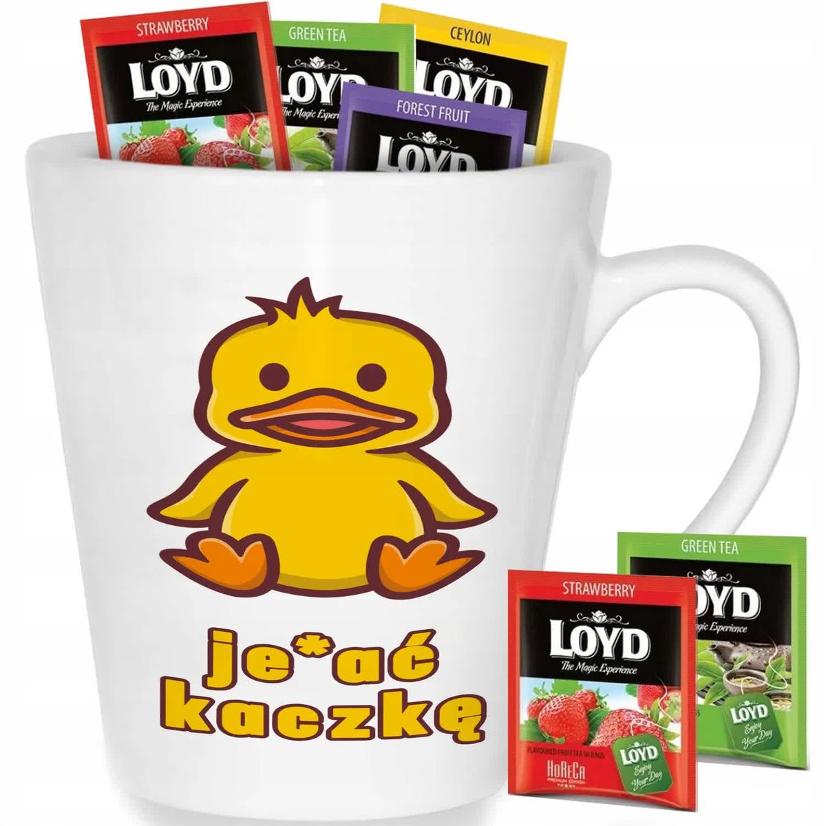 Kubek Biały Latte JE*AĆ KACZKĘ Do Pracy Na Co Dzień Zabawne Wzory