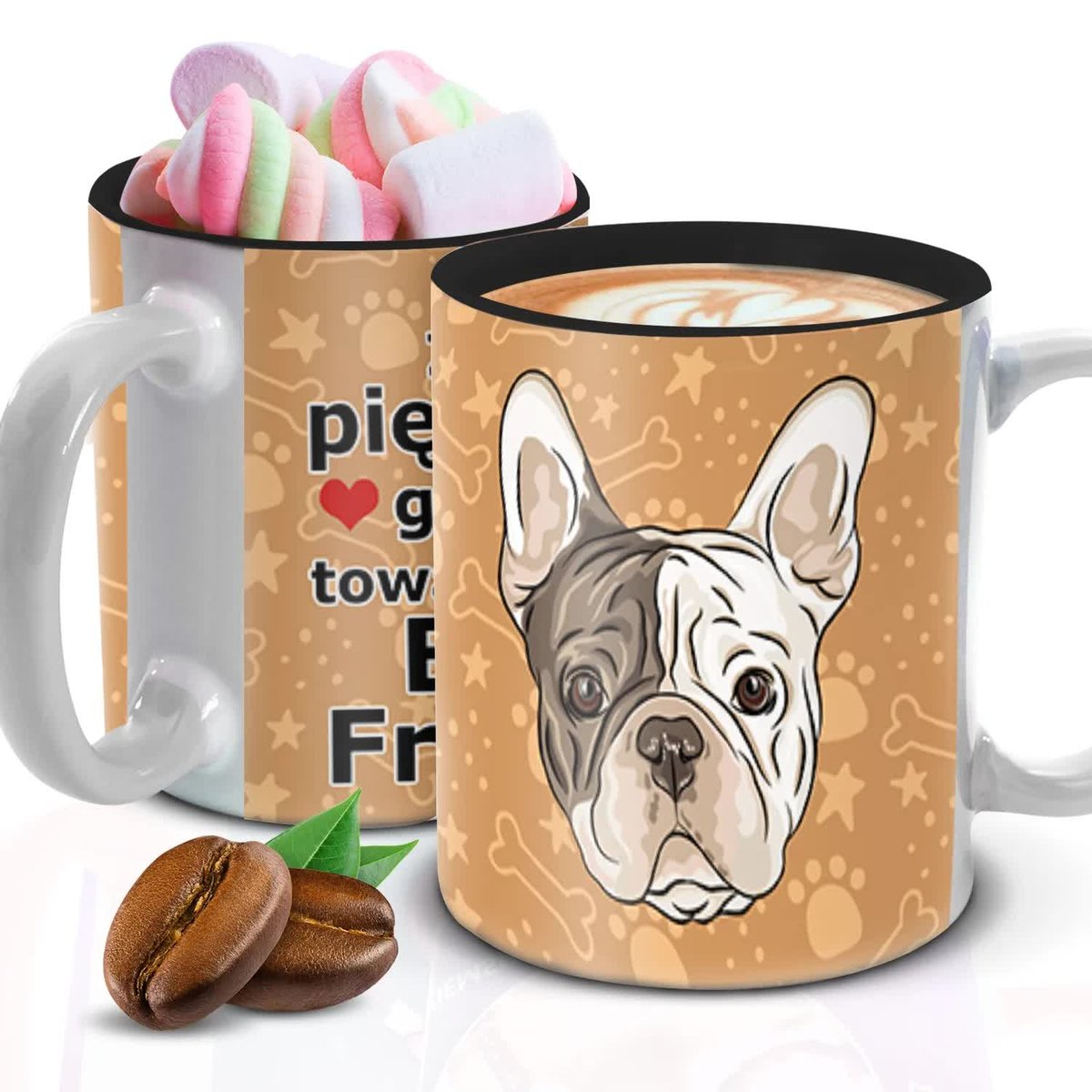 Kubek Z Nadrukiem BULDOG FRANCUSKI Biało Czarny Kreator