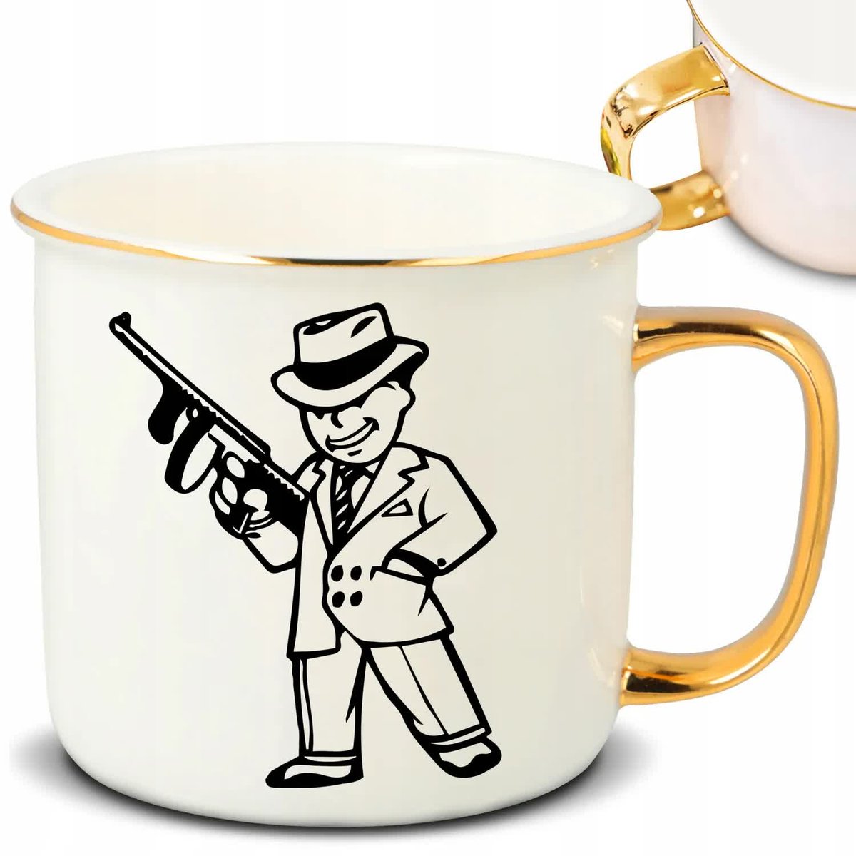 Kubek RETRO Złote Ucho Rant GUN Elegancki Odważne Zmysłowe Top Wzory