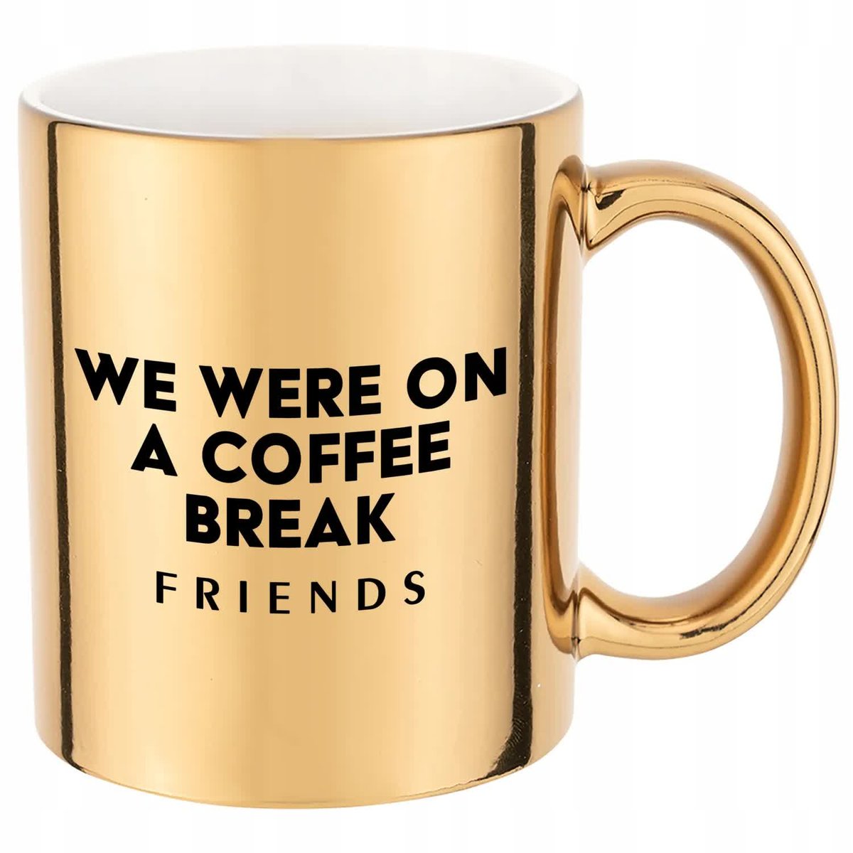 Kubek Błyszczący z Nadrukiem COFFE BREAK Stylowe Wzory Złoty