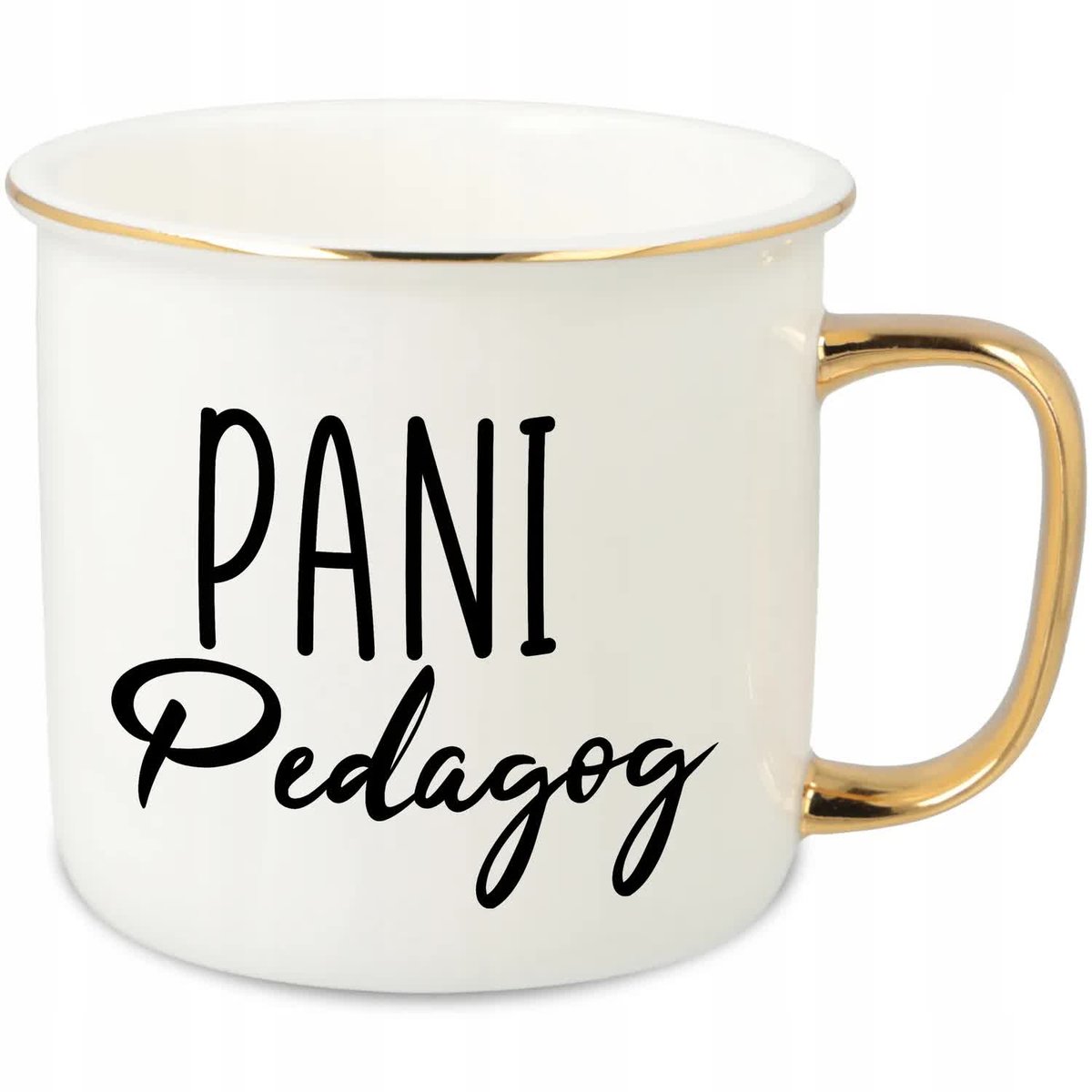 KUBEK UCHO RANT ZŁOTY PORCELANOWY RETRO 280ML PREZENT DLA PANI PEDAGOG WZ