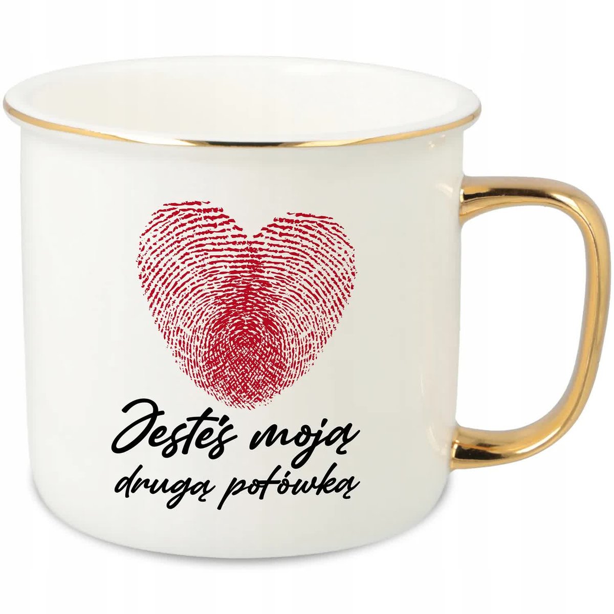 KUBEK UCHO RANT ZŁOTY PORCELANOWY RETRO 280ML PREZENT DLA MĘŻA MIX WZORY