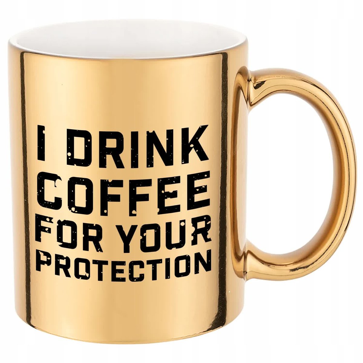 Kubek Błyszczący z Nadrukiem DRINK COFFE Stylowe Wzory Złoty