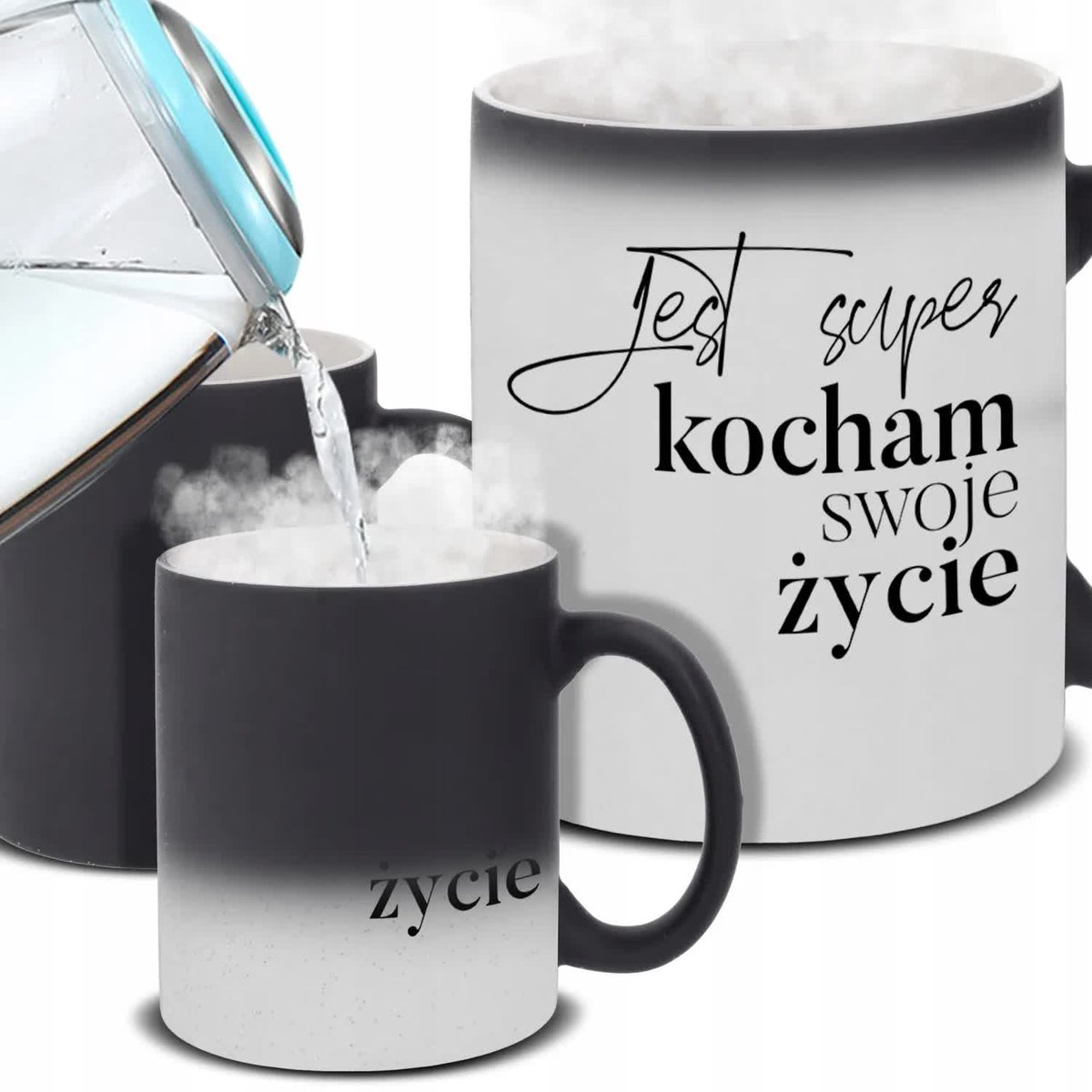 Kubek Magiczny Do Pracy KOCHAM SWOJE ŻYCIE Na Prezent Korpo Zabawne Wzory