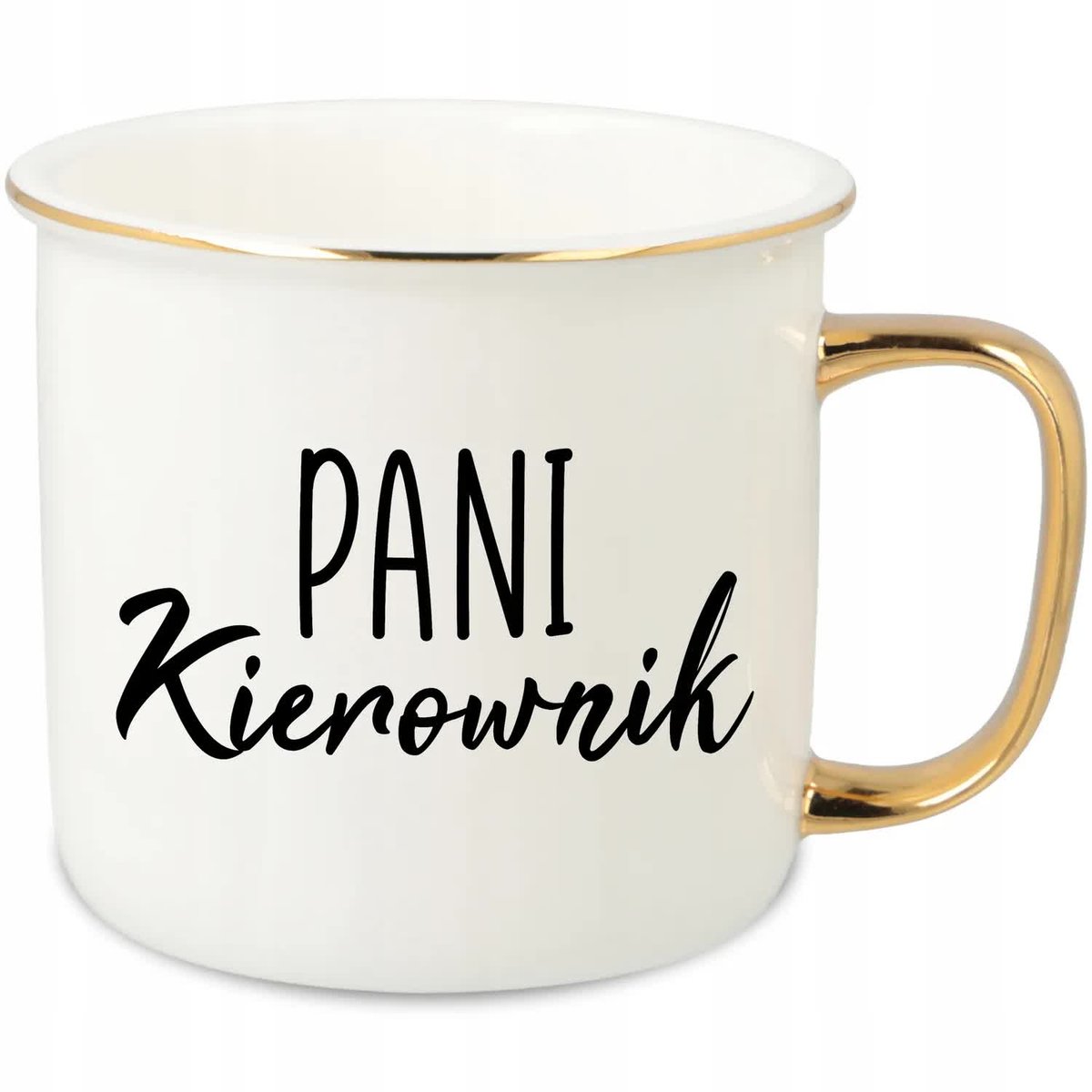 KUBEK UCHO RANT ZŁOTY PORCELANOWY RETRO 280ML PREZENT DLA PANI KIEROWNIK WZ