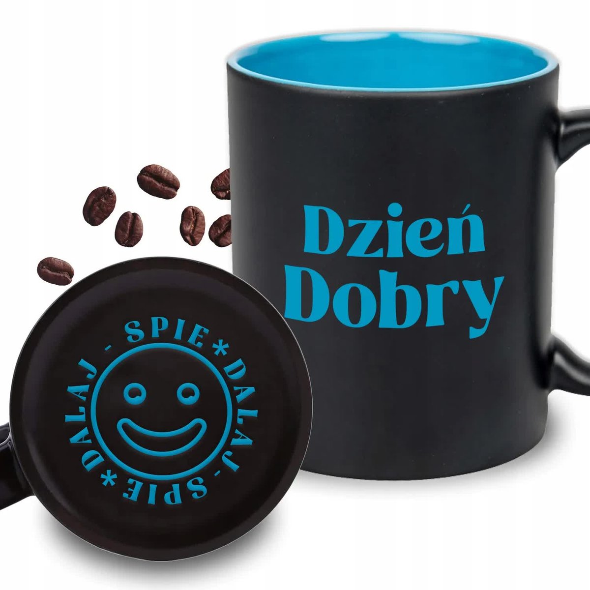 KUBEK GRAWER Niebieski Upominek Na Prezent Urodziny DZIEŃ DOBRY SPIE*DALAJ