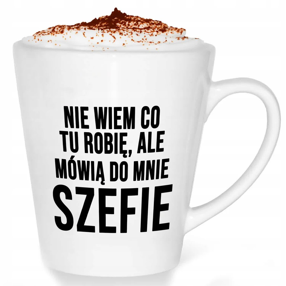 Kubek Latte z Nadrukiem DLA SZEFA Stylowe Wzory Biały