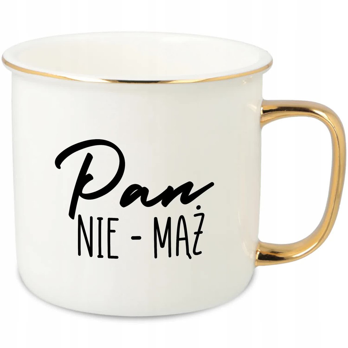 KUBEK UCHO RANT ZŁOTY PORCELANOWY RETRO 280ML PREZENT DLA PAN NIE-MĄŻ WZORY