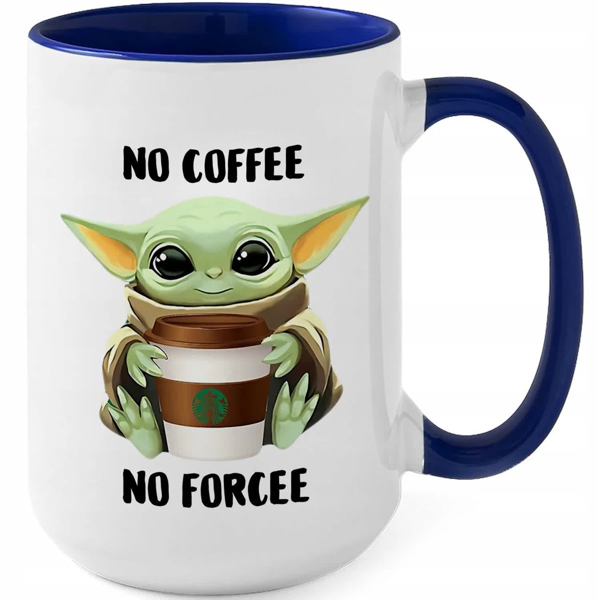 Kubek XXL Granatowy NO COFFEE NO FORCEE Zabawny Śmieszny Prezent Wzory