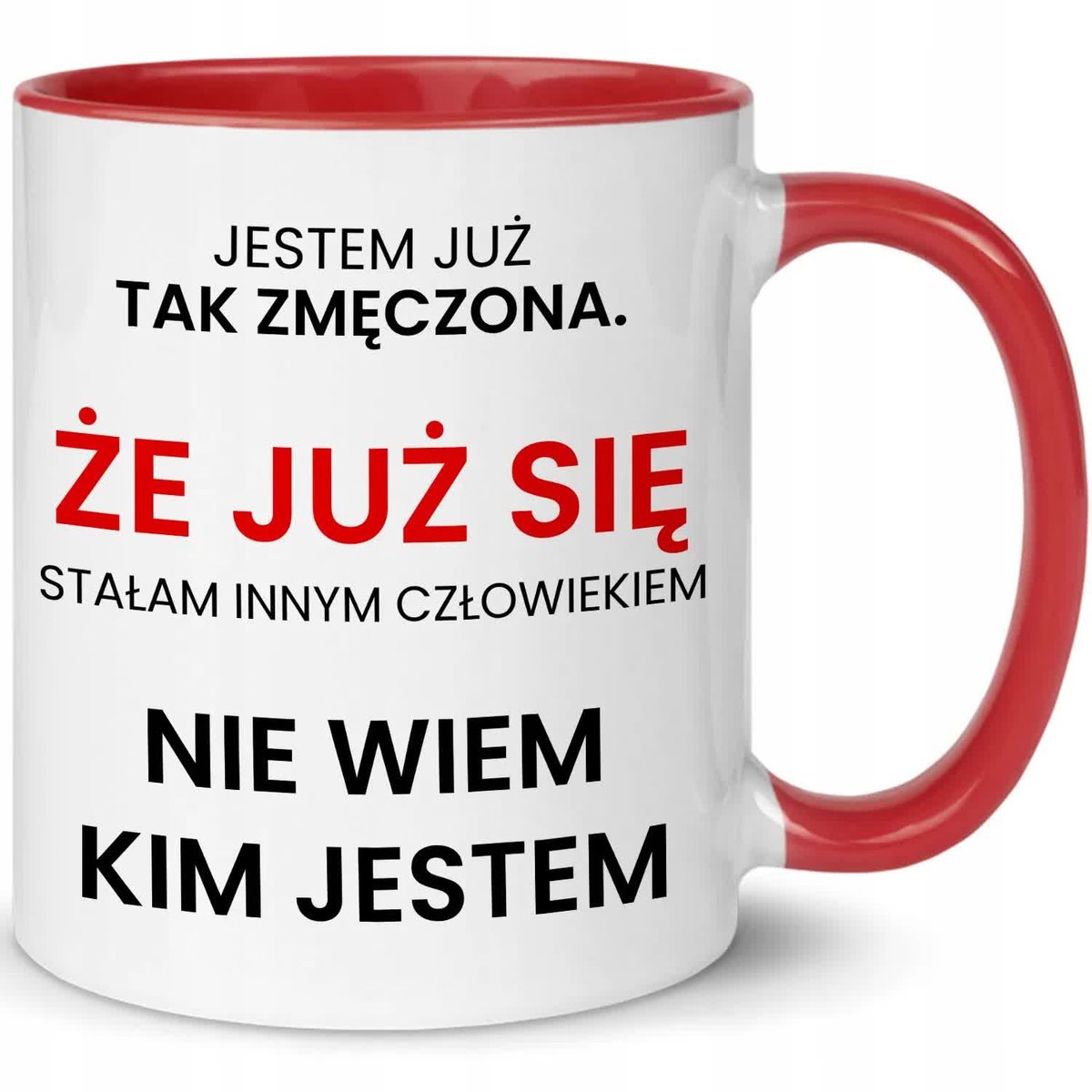 KUBEK BIAŁO-CZERWONY PREZENT VIRAL JESTEM JUŻ TAKA ZMĘCZONA MIX WZ