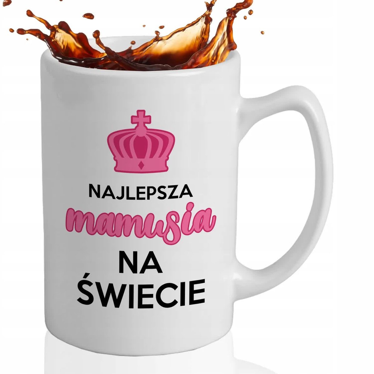 Kubek DUŻY BIAŁY Prezent Dla Mamy DLA NAJLEPSZEJ MAMY NA ŚWIECIE Wzory