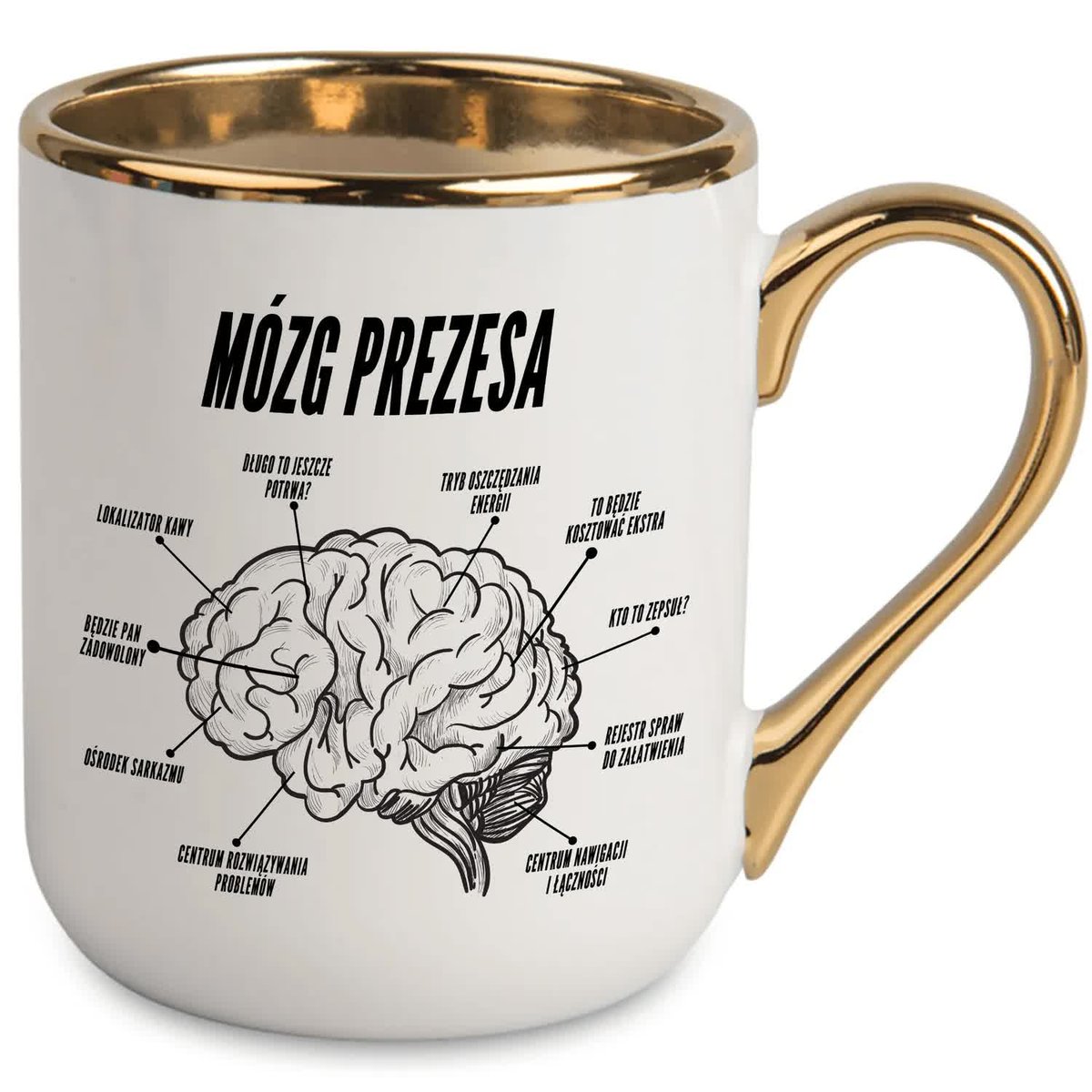 KUBEK BIAŁY PRAKTYCZNY ORGINALNY PREZENT DLA PREZESA MÓZG PREZESA UPOMINEK