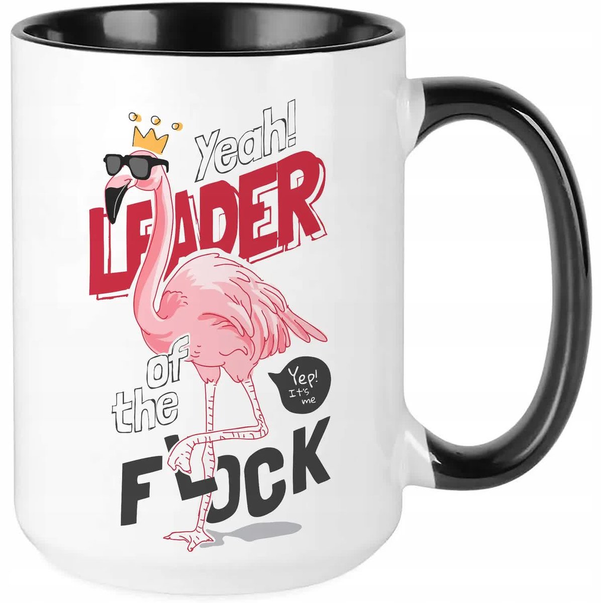 Kubek MEGA DUŻY Czarny LEADER OF THE FLOCK Zabawny Śmieszny Prezent Wzory