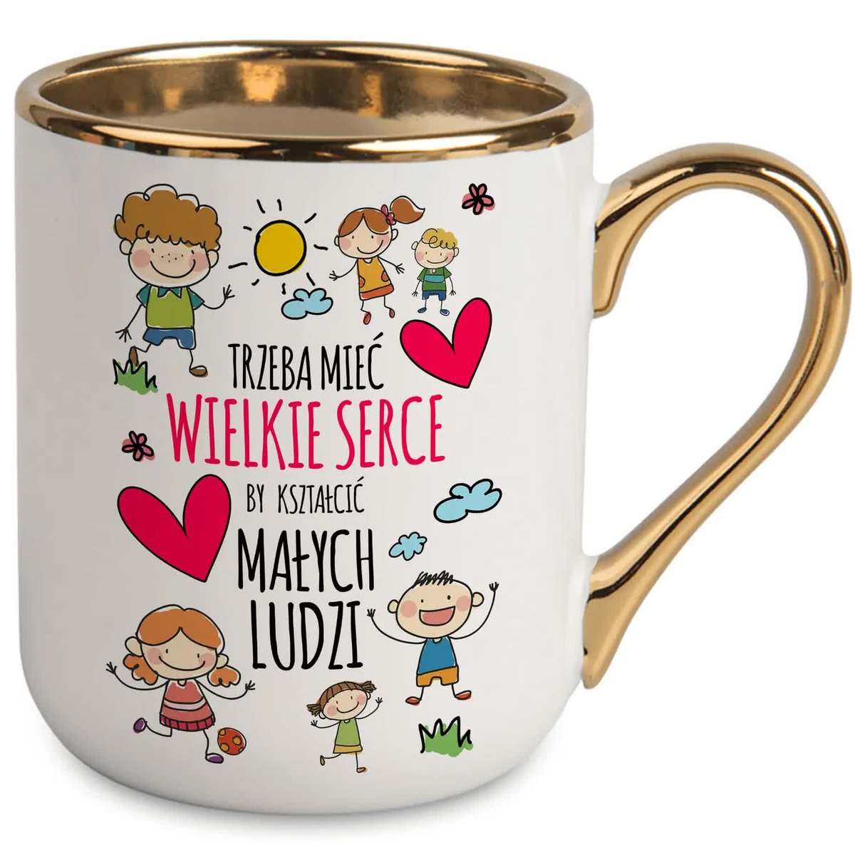 KUBEK ELEGANT BIAŁY DZIEŃ NAUCZYCIELA PREZENT DLA NAUCZYCIELA WIELKIE SERCE