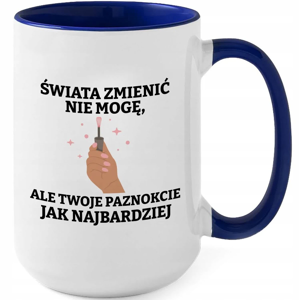 Kubek Z Nadrukiem PREZENT DLA MANICURZYSTKI Biało Granatowy