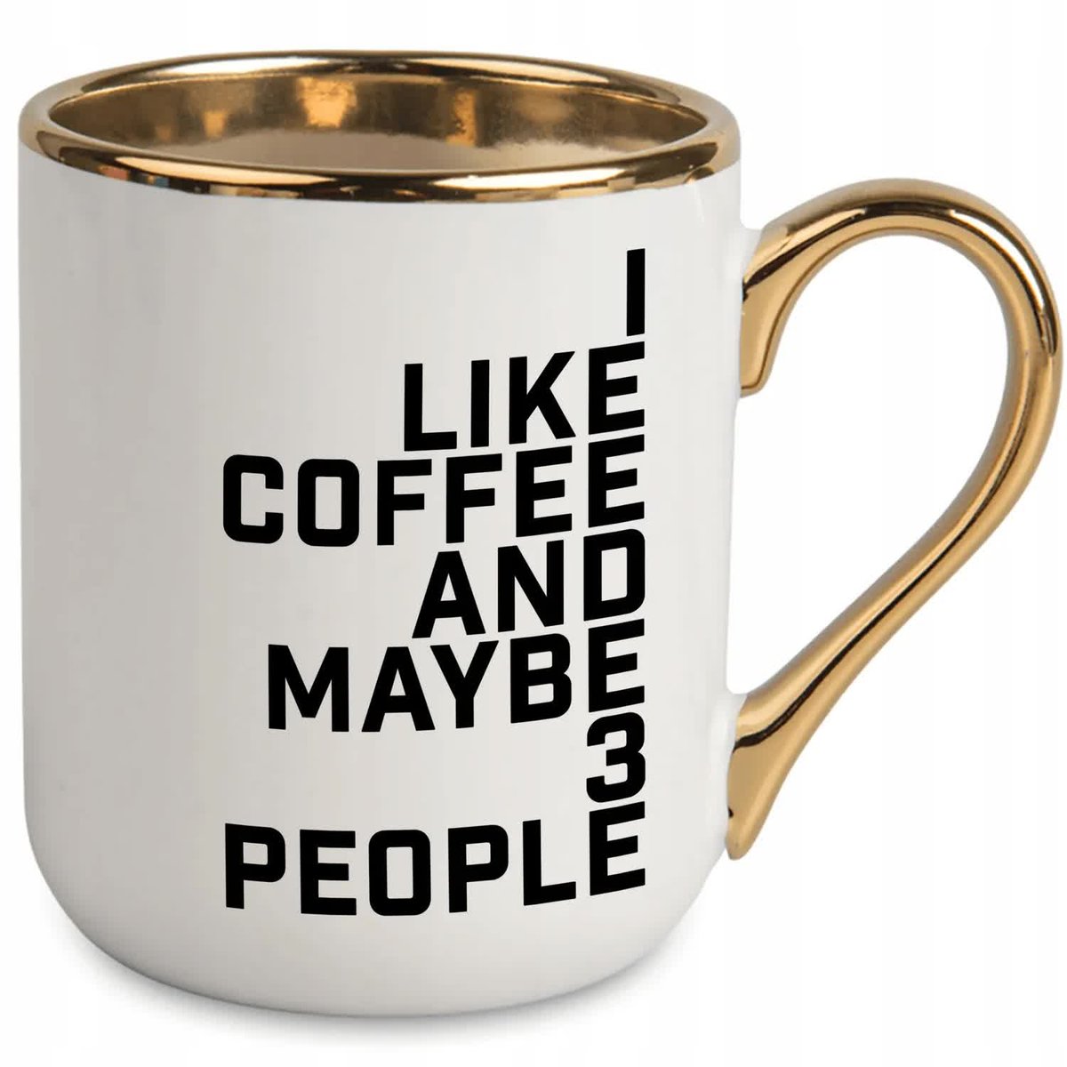 Kubek Elegancki z Nadrukiem COFFE 3 PEOPLE Stylowe Wzory Biały