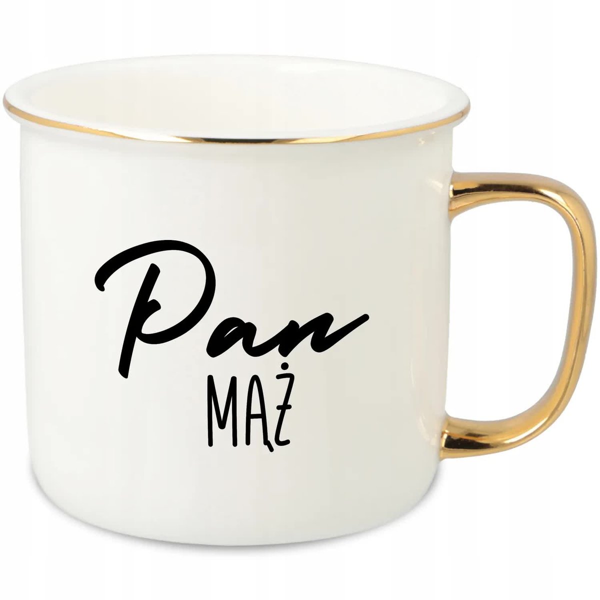 KUBEK UCHO RANT ZŁOTY PORCELANOWY RETRO 280ML PREZENT DLA PAN MĘŻA WZORY