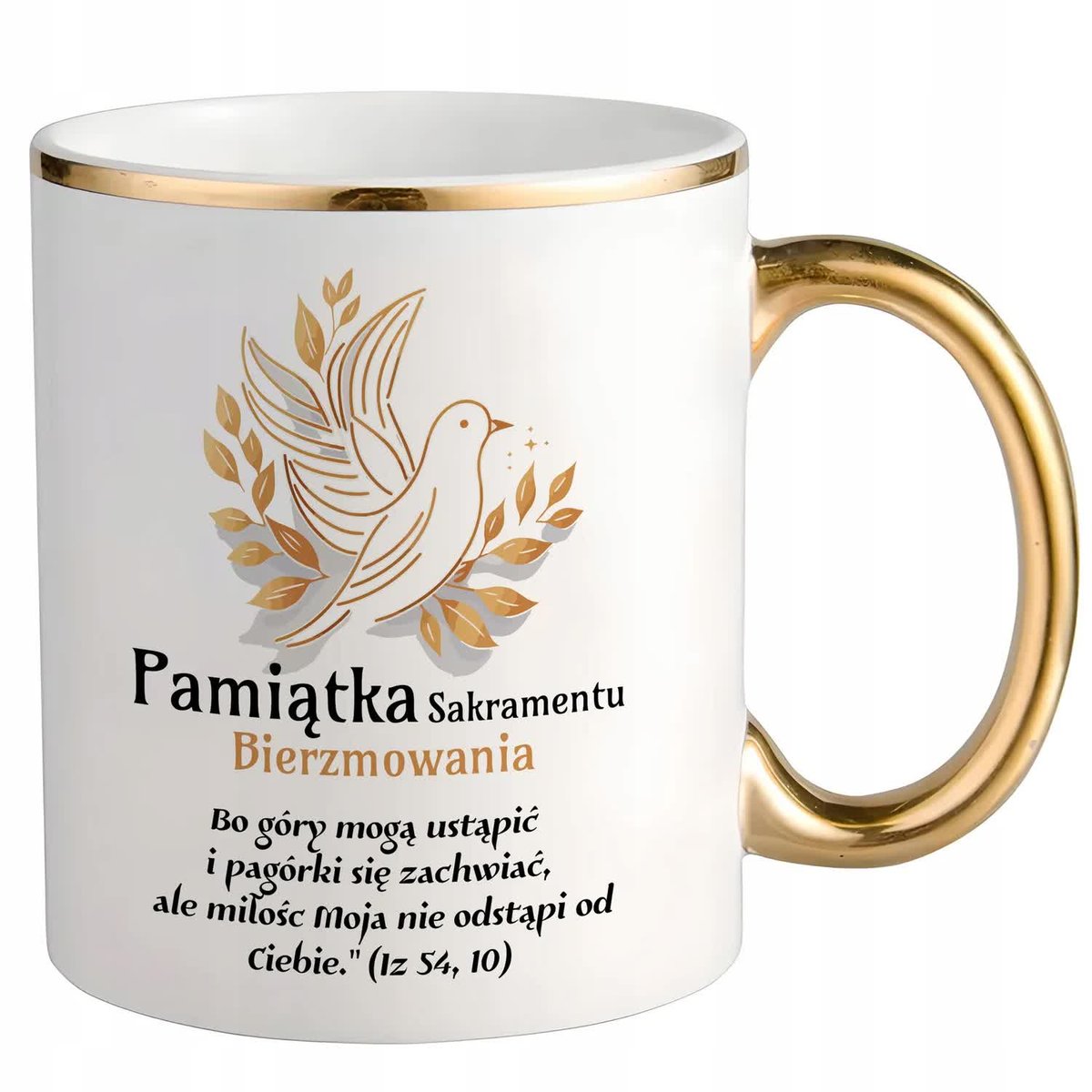 KUBEK BIAŁY PREZENT NA bierzmowanie PAMIĄTKA SAKRAMENTU BIERZMOWANIA WZORY