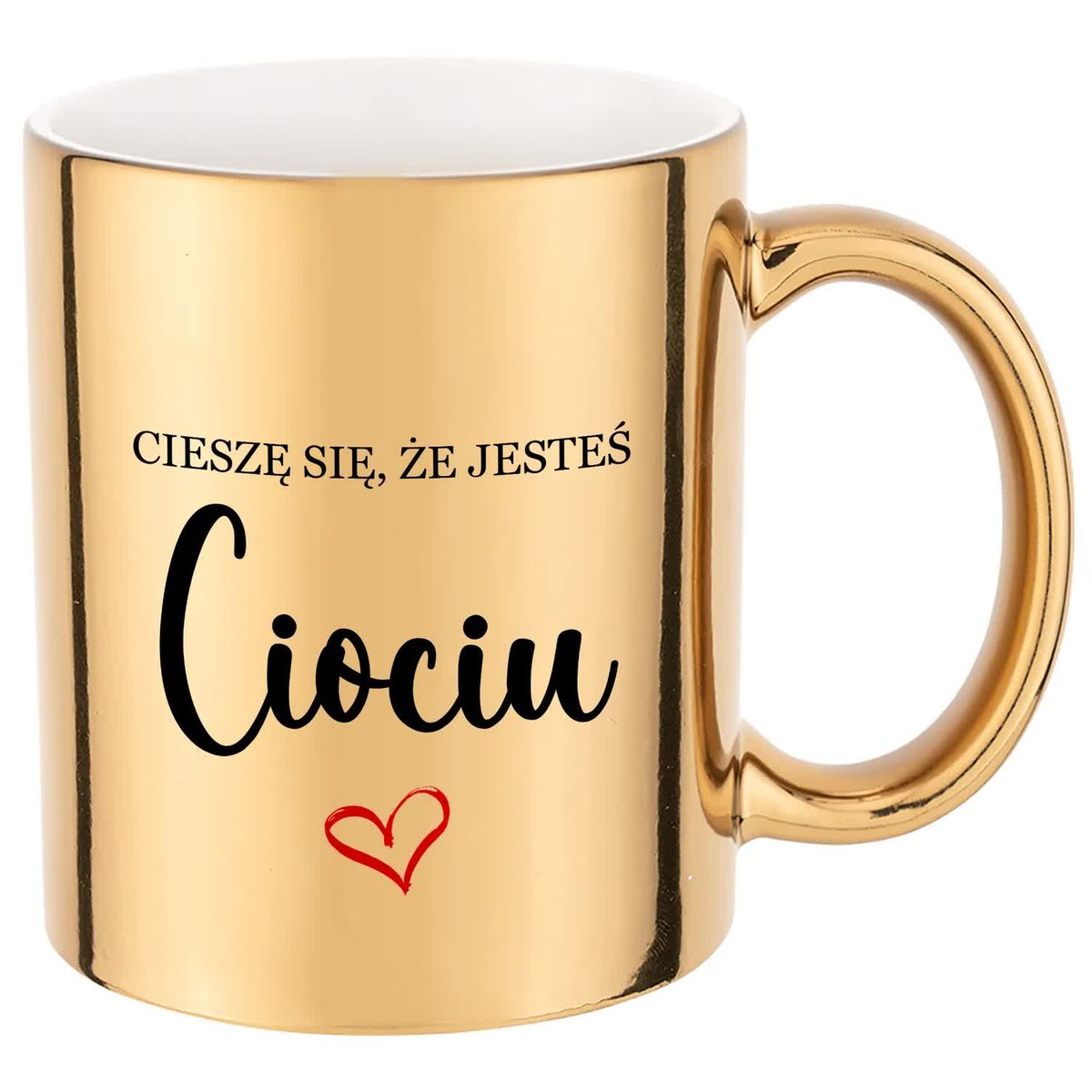 KUBEK Błyszczący ZŁOTY Prezent dla CIOCI Wzory MiX