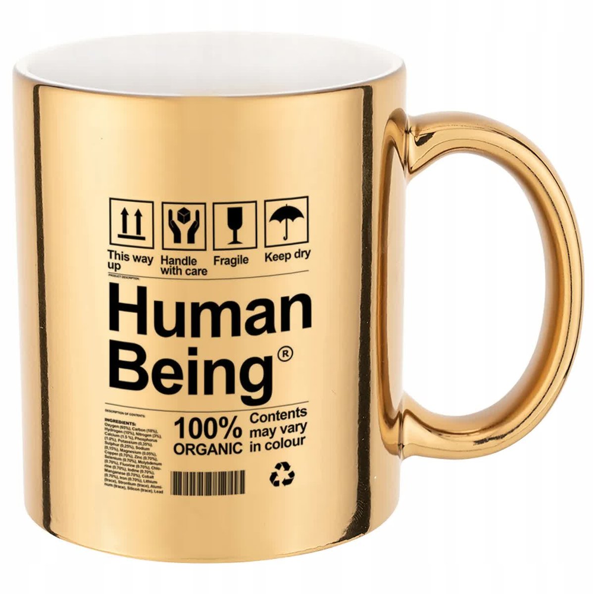 KUBEK ZŁOTY SUPER PREZENT HUMAN BEING HARDCORE DLA KOLEGI KOLEŻANKI WZORY