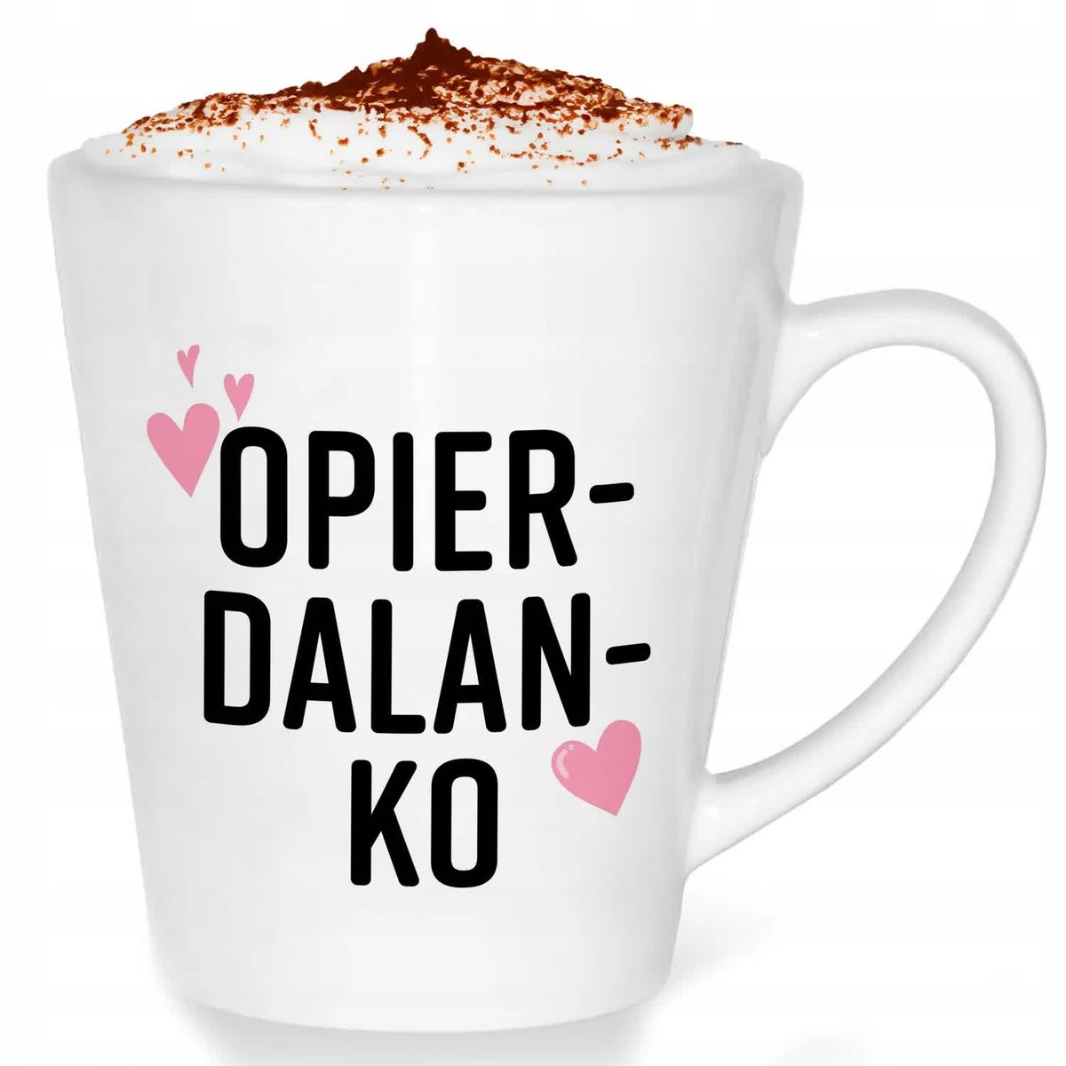 Kubek Latte z Nadrukiem OPIER-DALAN-KO Stylowe Wzory Biały