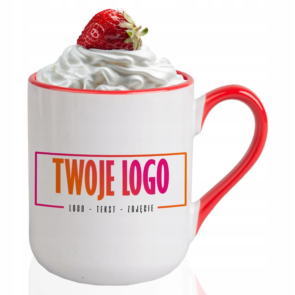FOTO KUBEK Z Twoim Własnym Dowolonym Nadrukiem Zdjęciem Napisem Logo RED