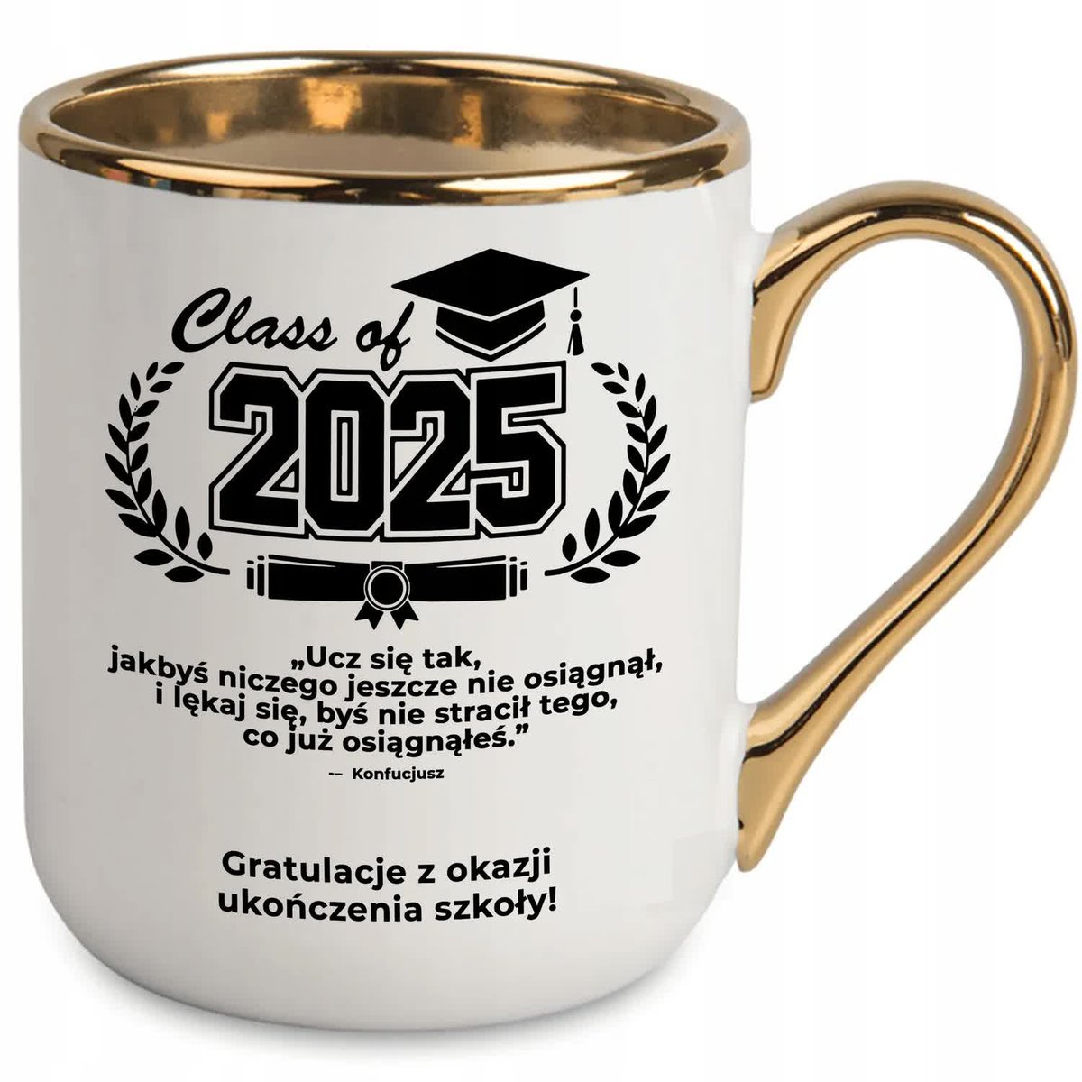 KUBEK BIAŁY PREZENT DLA UCZNIÓW Z OKAZJI UKOŃCZENIA SZKOŁY WIELE WZORÓW