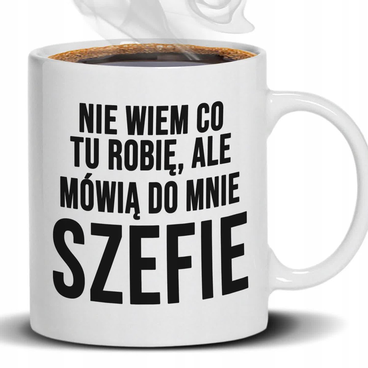 Kubek z Nadrukiem DLA SZEFA Stylowe Wzory Biały