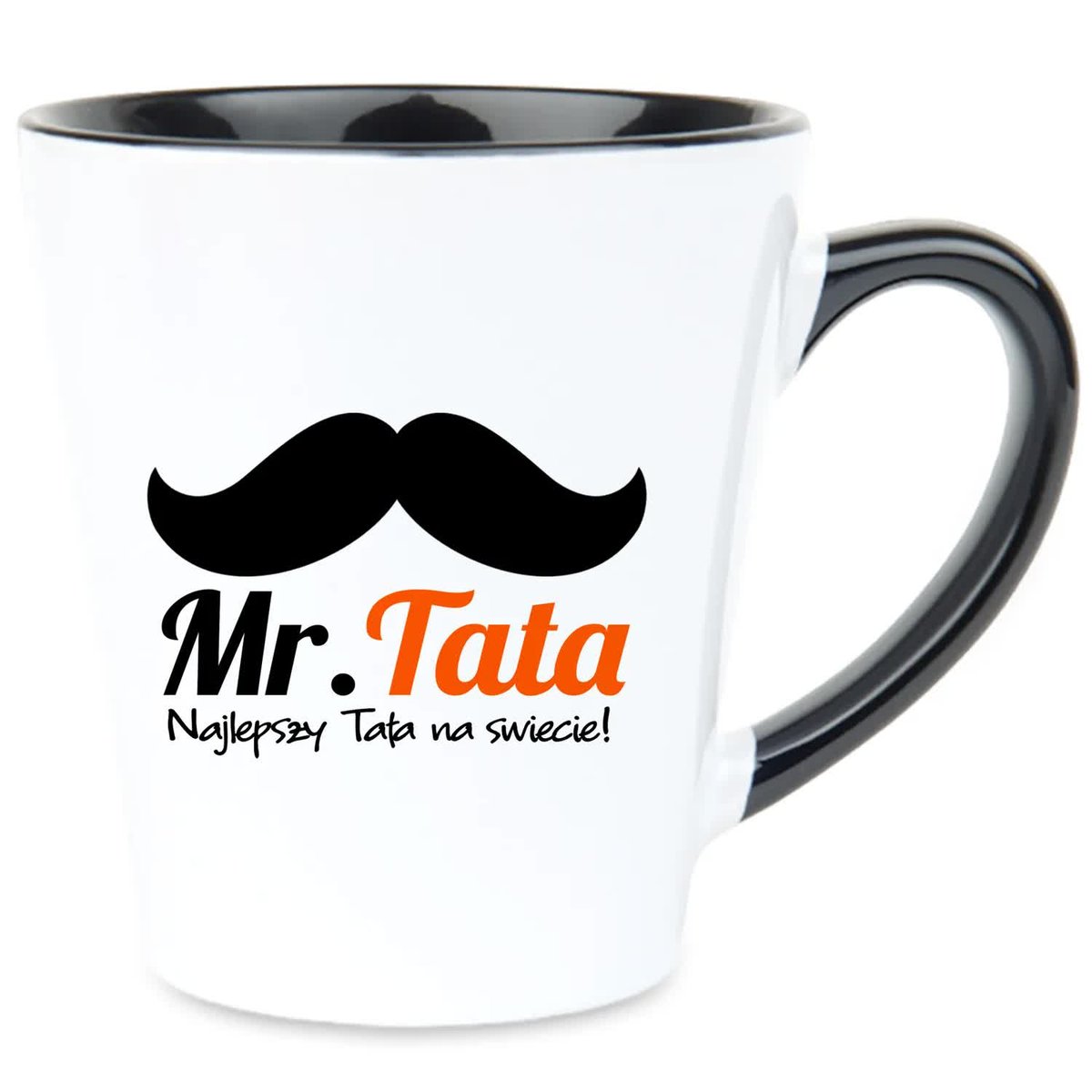 Kubek Latte Czarno Biały MR. TATA 350ml Na Prezent Zabawne Wzory