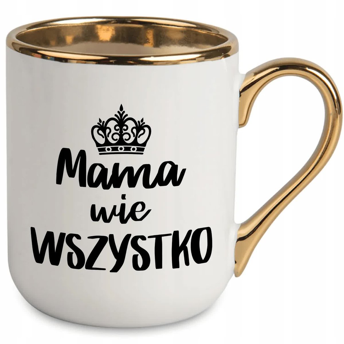 Kubek Elegant MAMA WIE WSZYSTKO Biały Na Prezent Dla Mamy TOP100 WZORY