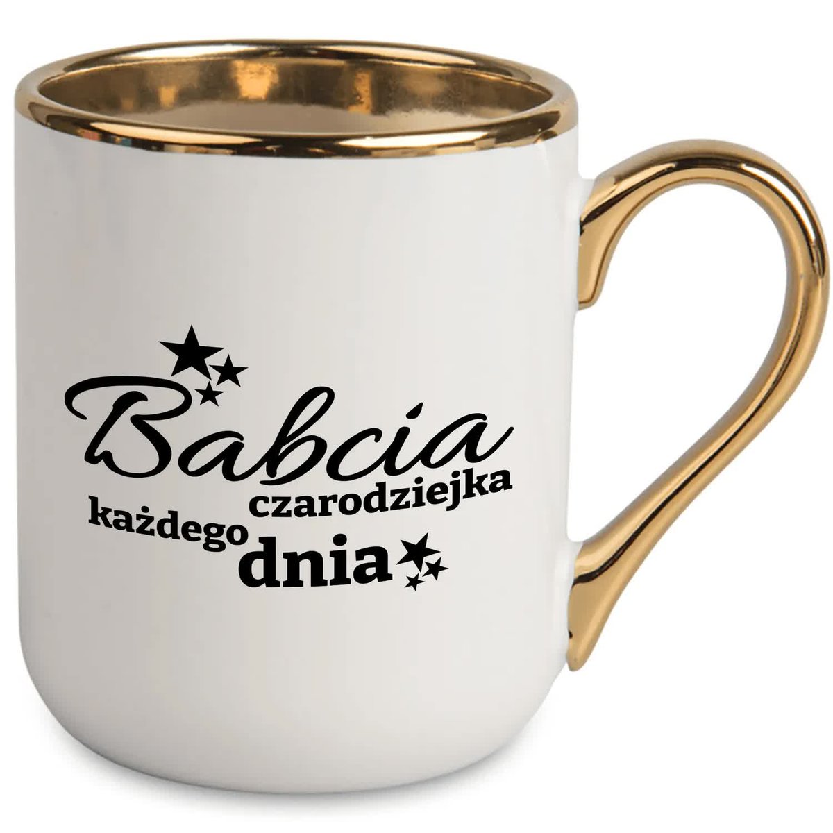 Kubek Elegant Złoty Rant BABCIA CZARODZIEJKA KAŻDEGO DNIA Dla Dziadków Wz