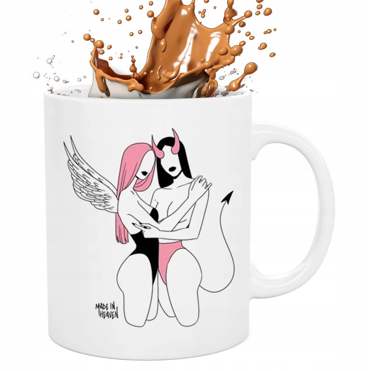 KUBEK BIAŁY HEAVEN&HELL DUO 330ML MODNE WZORY