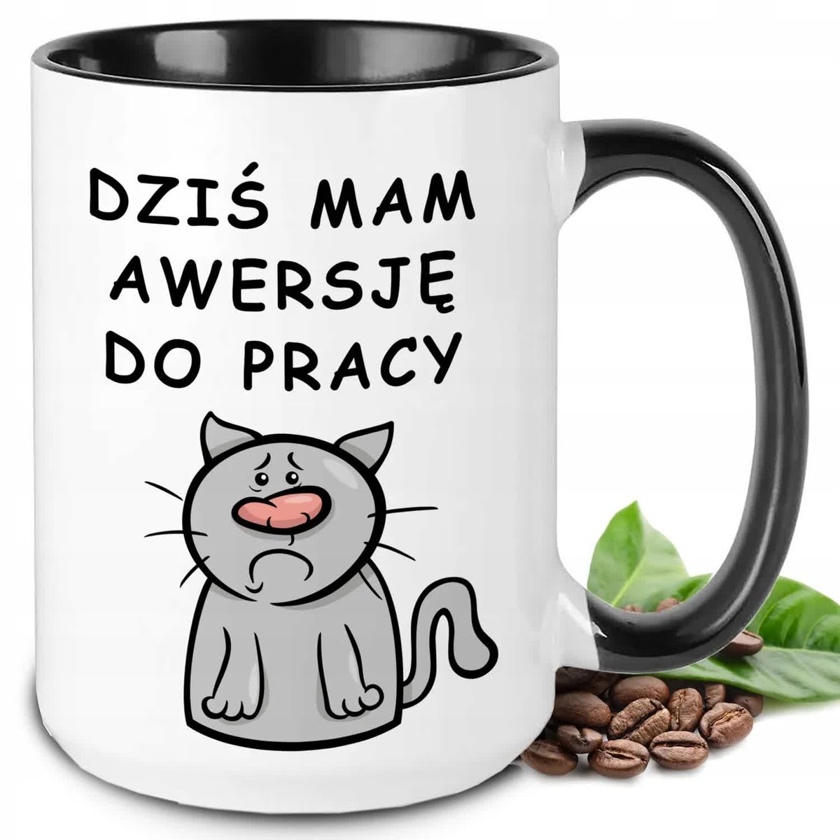 KUBEK XXL BIAŁY IDEALNY PREZENT DO PRACY DZIŚ MAM AWERSJE DO PRACY WZORY