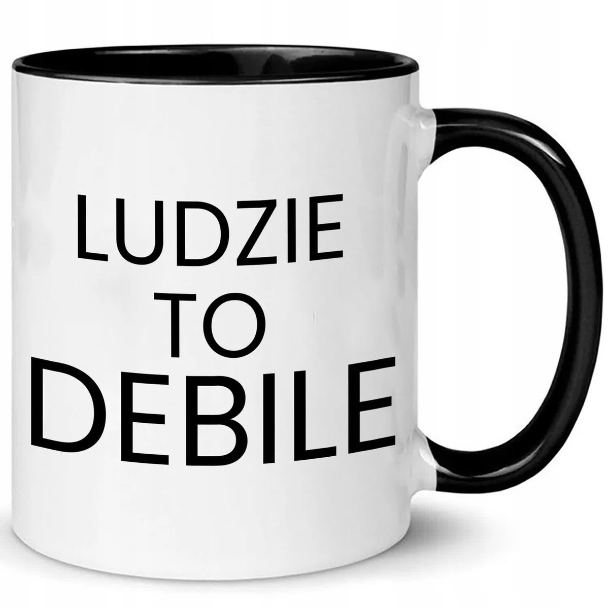 KUBEK BIAŁO-CZARNY IDEALNY PREZENT VIRAL LUDZIE TO DEBILE MIX WZORY