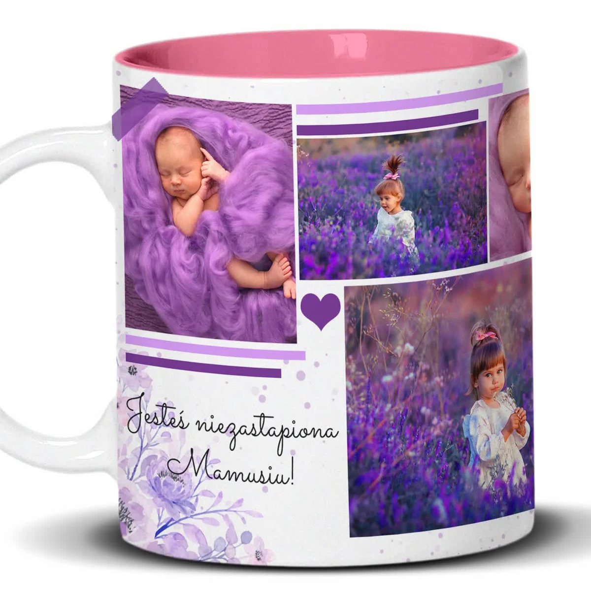 Kubek Z Nadrukiem NIEZASTĄPIONEJ MAMUSI Biało Różowy Kreator