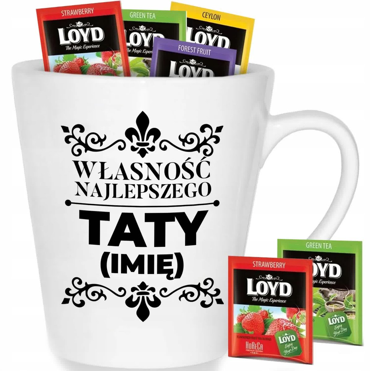 Kubek Biały Latte WŁASNOŚĆ NAJLEPSZEGO TATY *IMIĘ* Na Prezent Dla Taty Wz