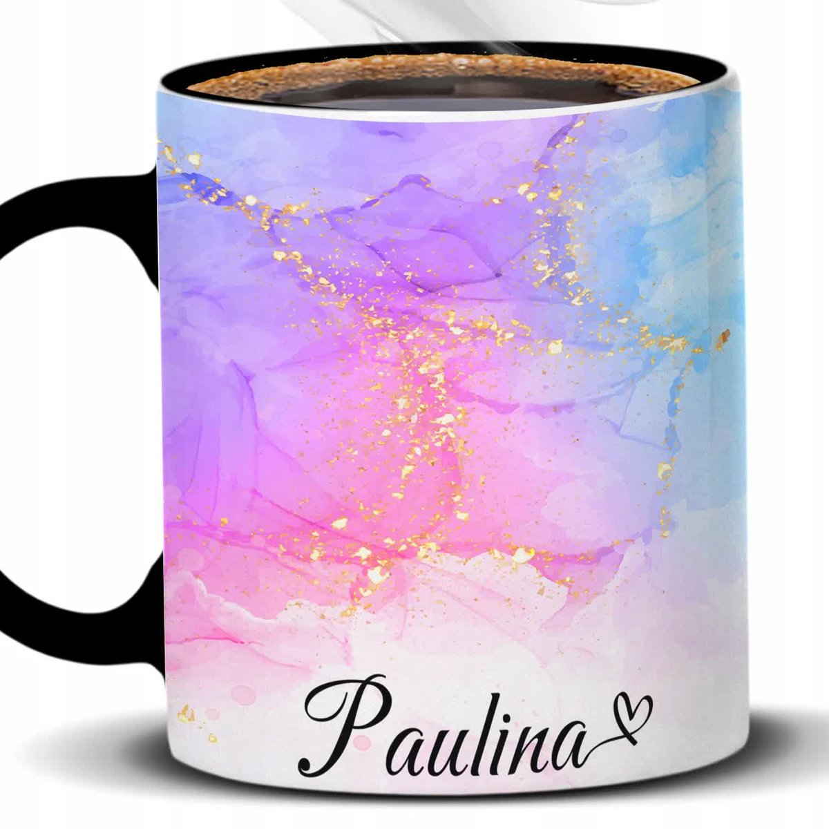 Kubek Z Nadrukiem IMIĘ WZÓR MARMUR Czarno Biały Kreator