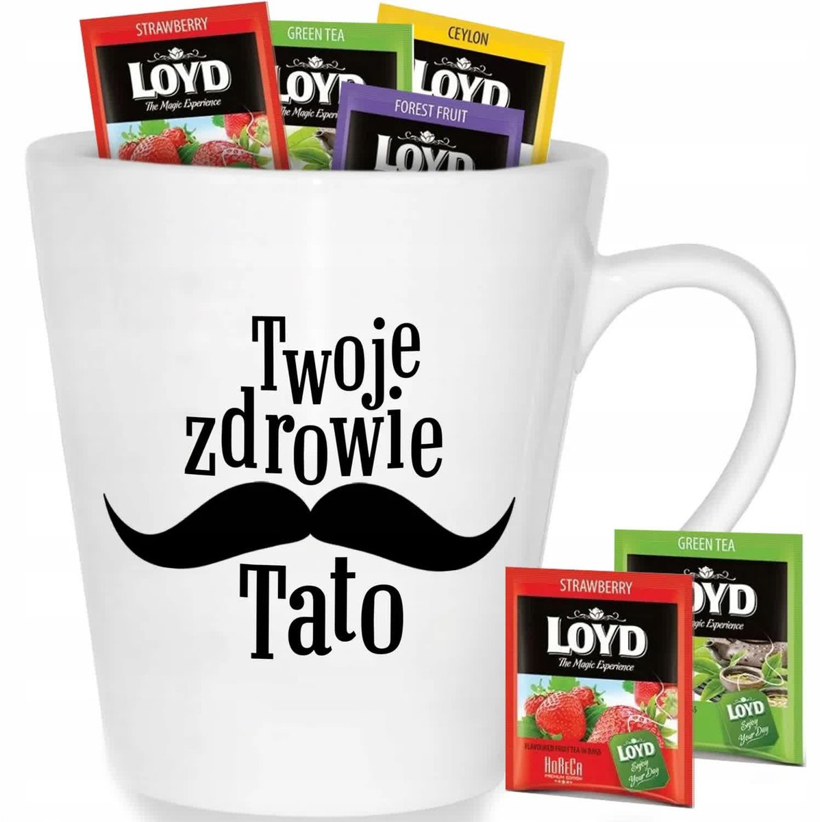 Kubek Biały Latte TWOJE ZDROWIE TATO Na Prezent Dla Taty Mix Wzorów