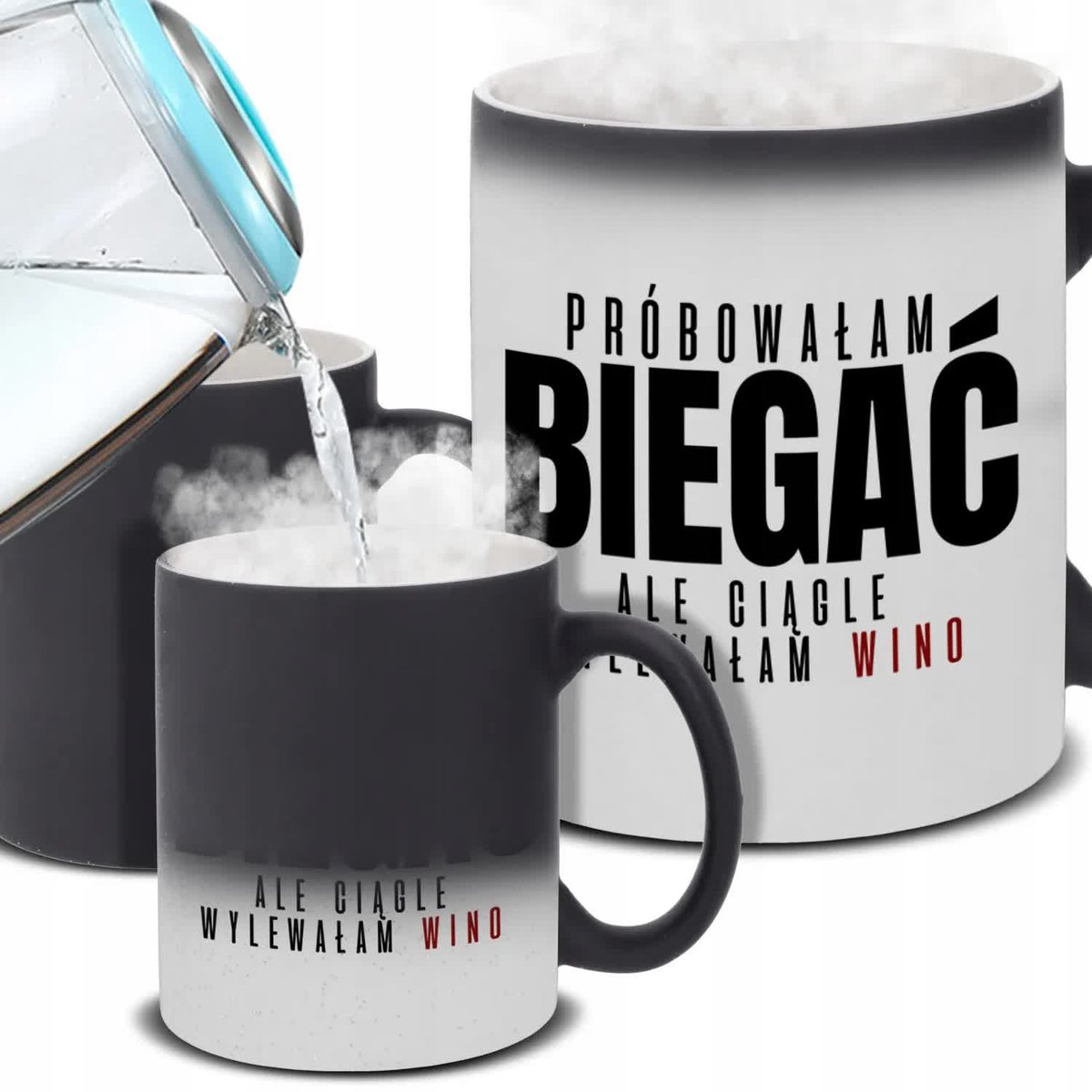 Kubek Magiczny PRÓBOWAŁAM BIEGAĆ ALE WYLEWAŁAM WINO Na Prezent Do Pracy Wz