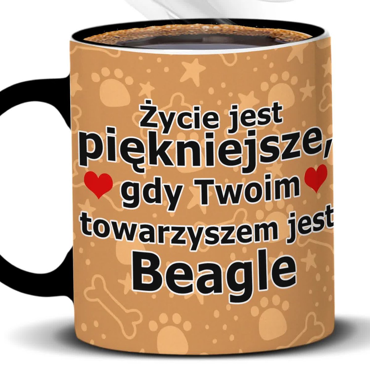 Kubek Z Nadrukiem BEAGLE WZORY Z PSAMI Czarno Biały Kreator