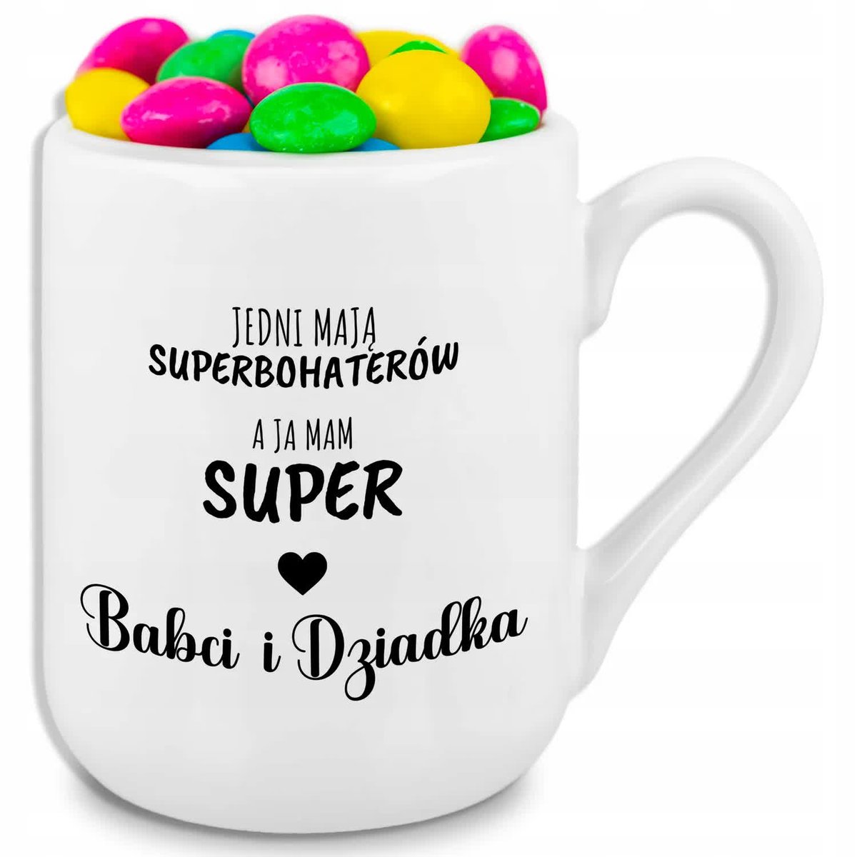 Kubek Coffe Biały JA MAM SUPER BABCIĘ I DZIADKA Dla Babci i Dziadka Wzory