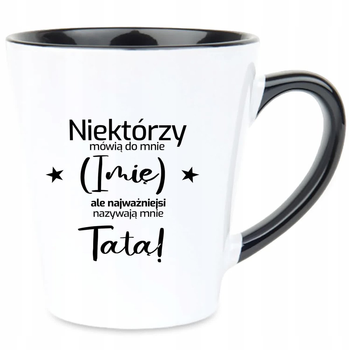 Kubek Latte Czarno Biały NAJWAŻNIEJSI NAZYWAJĄ MNIE TATĄ 350ml Prezent Wz