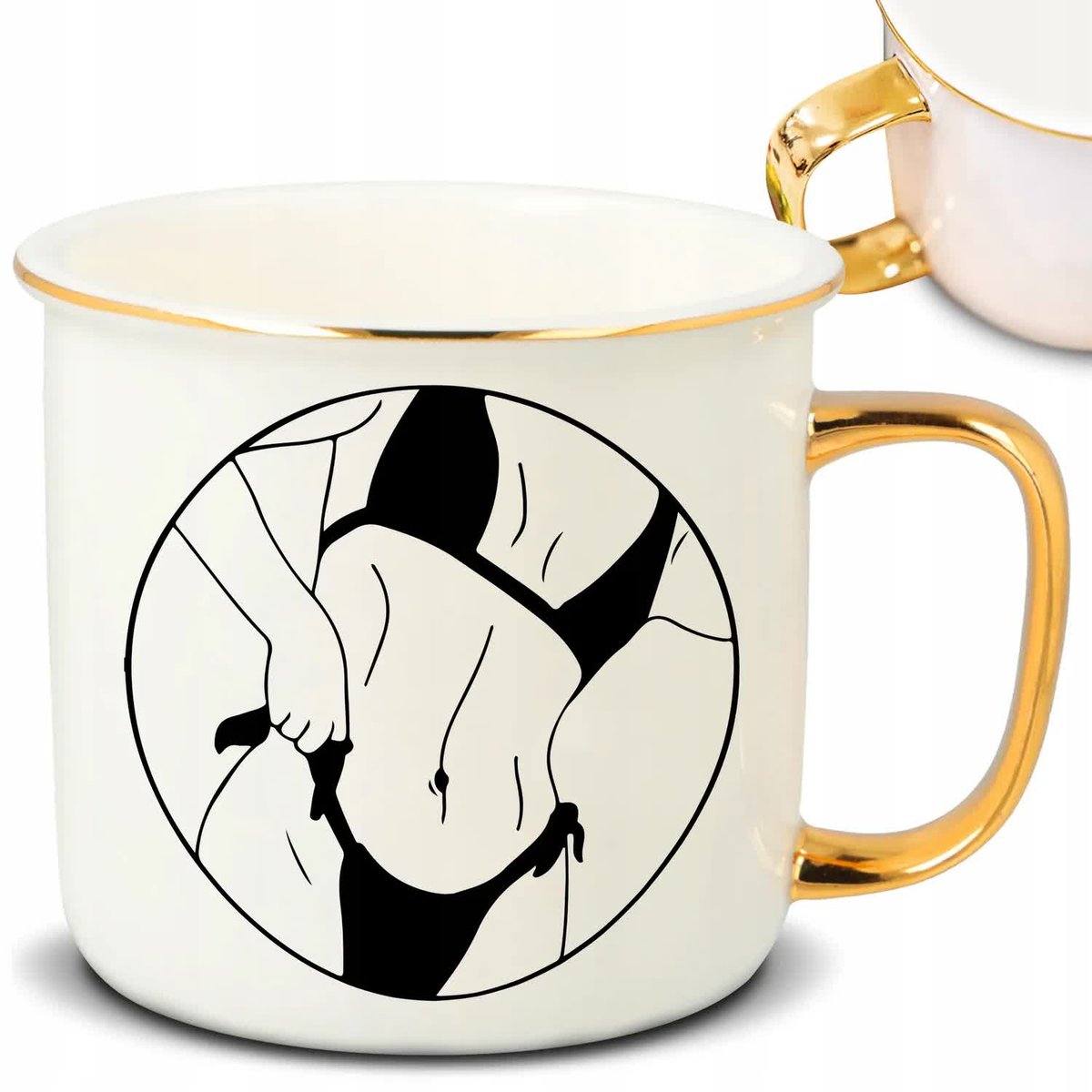 Kubek RETRO Złote Ucho Rant WOMAN BODY Elegancki Odważne Zmysłowe Top Wzory