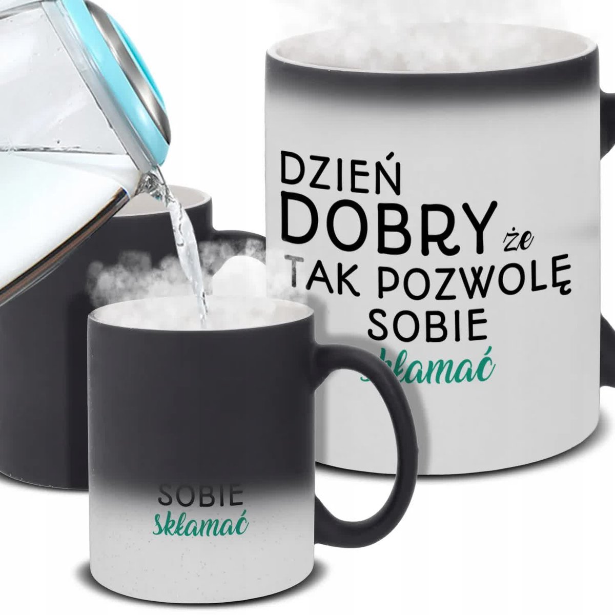Kubek Magiczny DZIEŃ DOBRY - POZWOLĘ SOBIE SKŁAMAĆ Na Prezent Zabawne Wzory