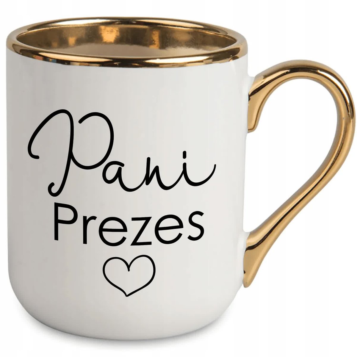 Kubek Elegant Biały Ucho Rant złoty PREZENT DLA PANI PREZES MIX WZORÓW