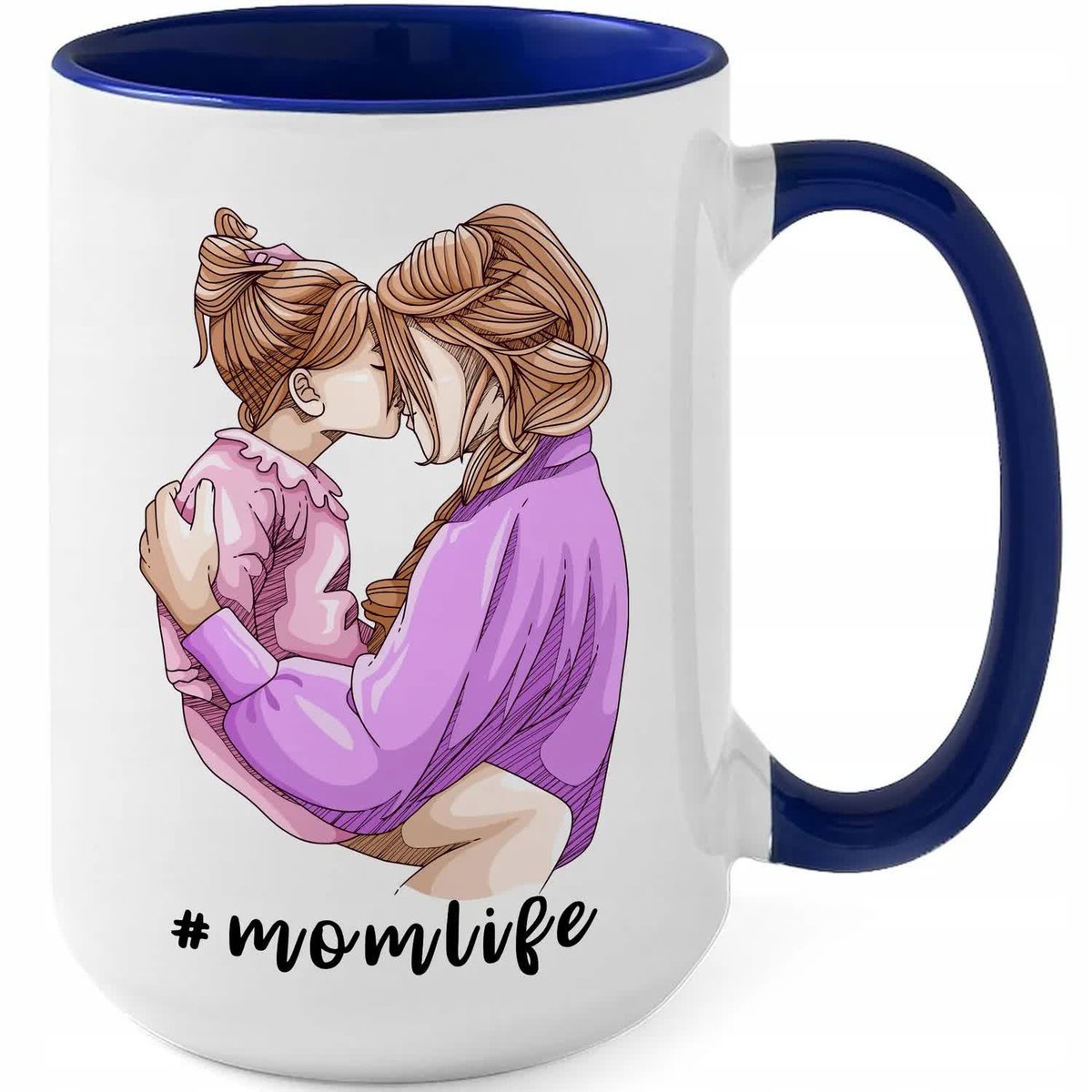 Kubek XXL Granatowy #MOMLIFE Na Prezent Dla Mamy Urodziny Wzory