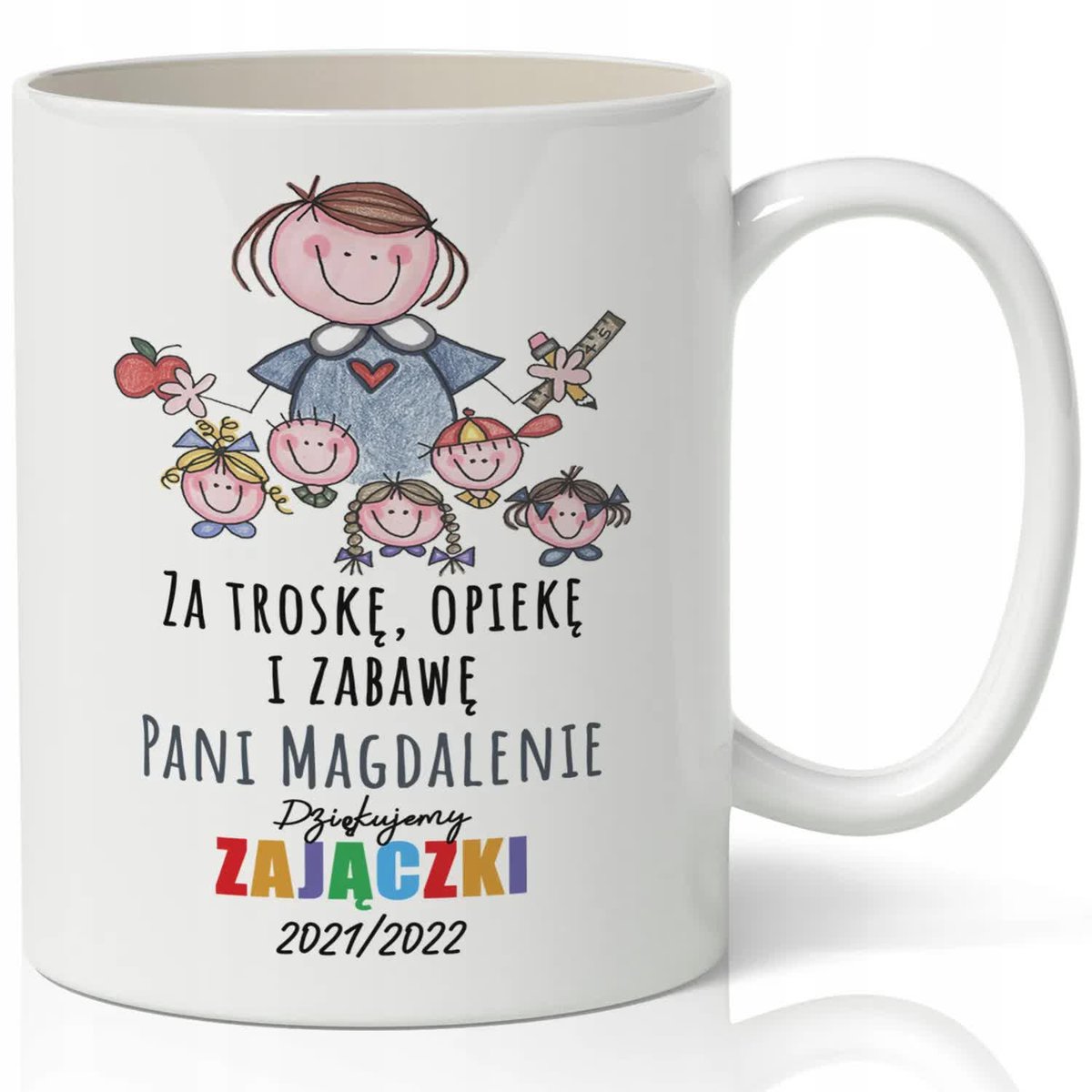KUBEK BIAŁY IDEALNY Prezent dla Pani PRZEDSZKOLANKI Zakończenie roku IMIĘ