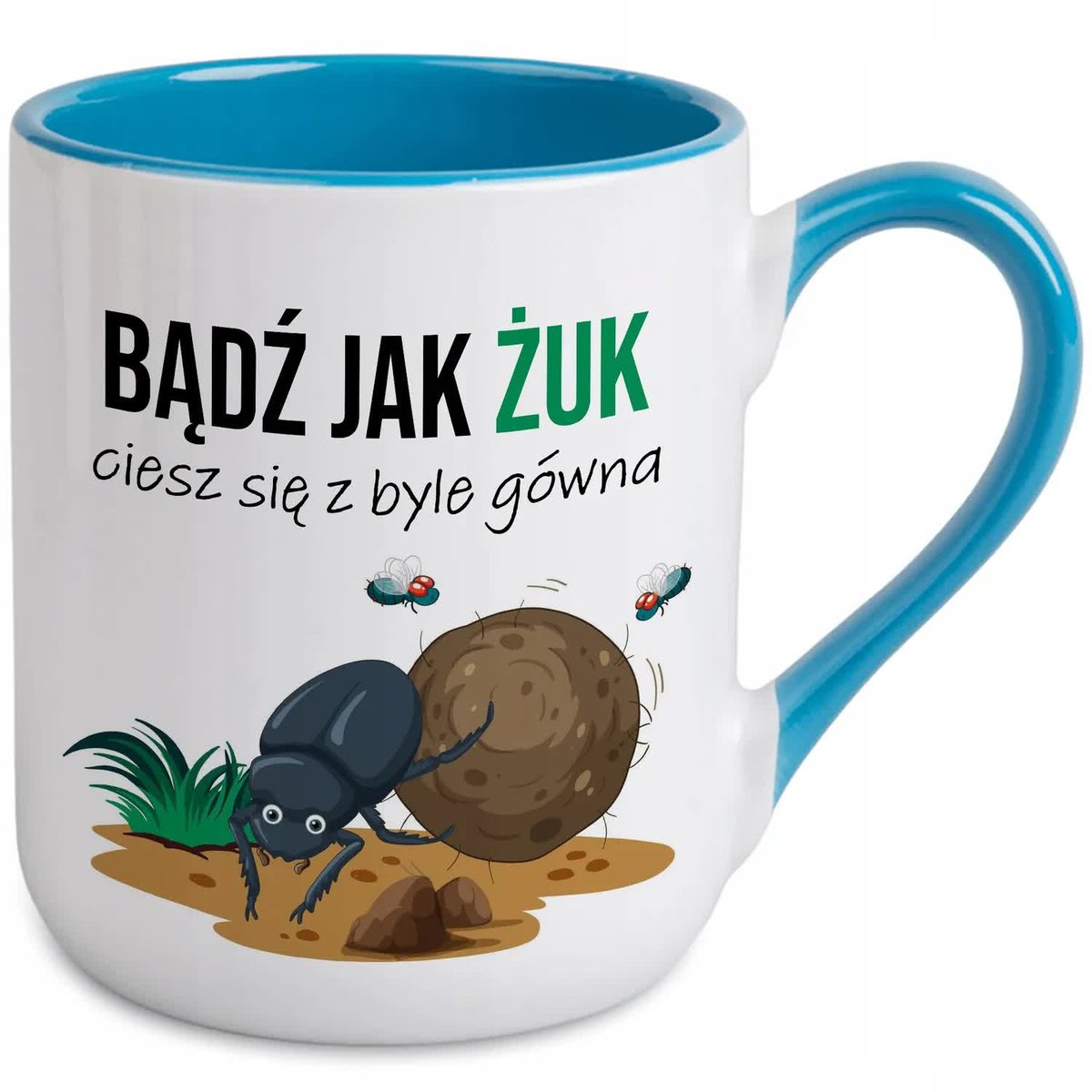 KUBEK NIEBIESKI COFFE PREZENT DO PRACY BĄDŹ JAK ŻUK URODZINY IMIENINY WZORY