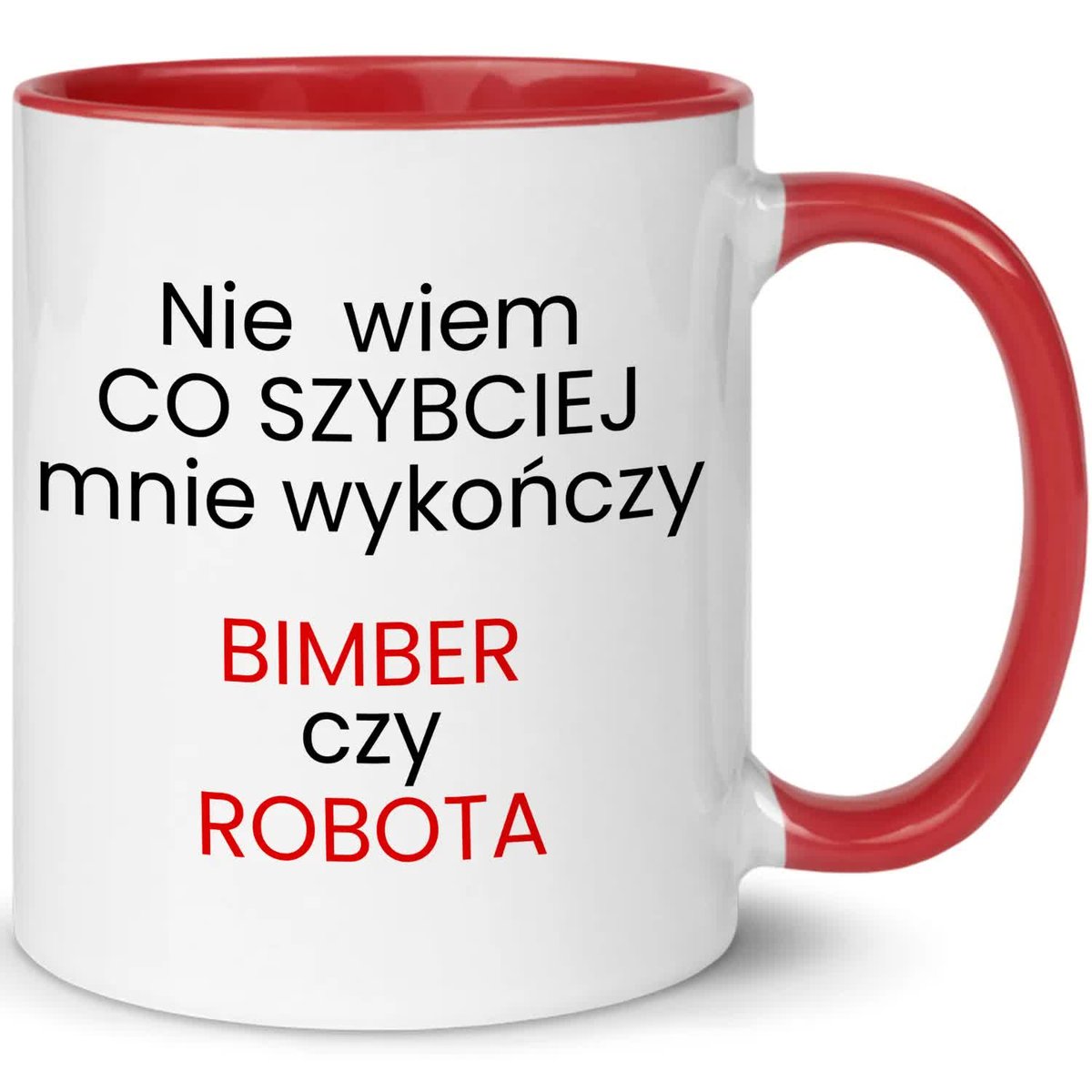 KUBEK BIAŁO-CZERWONY IDEALNY PREZENT VIRAL BIMBER CZY ROBOTA MIX WZ
