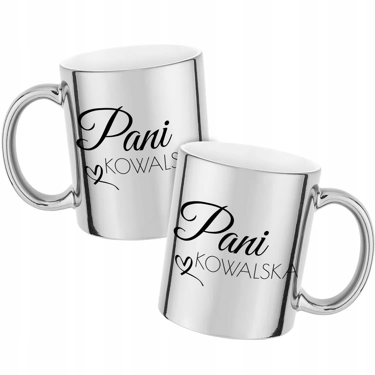 Kubek Z Nadrukiem PANI TWOJE NAZWISKO Srebrny Metaliczny Kreator